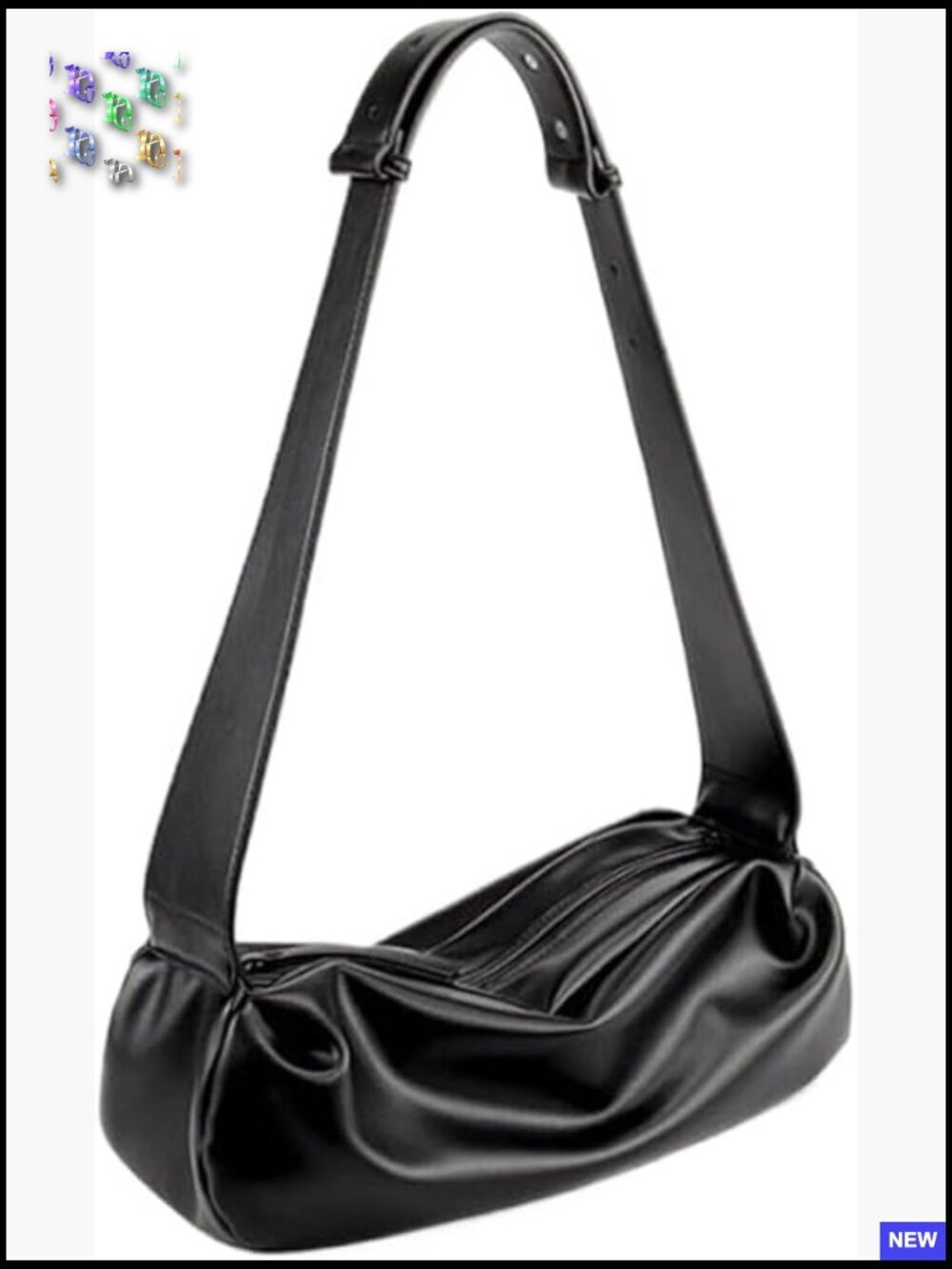 Slouchy Crescent Crossbody Bag Adjustable Strap Faux Leather Shoulder Purse